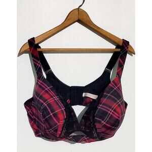 Cacique Womens Festive Plaid Bra Size 44DDD Holidays Cabincore Coquette Sexy